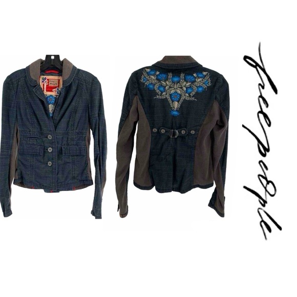Rare Gem!! EUC Vintage Free People Embroidered Mixed Print Jacket Size 2 - Picture 10 of 11